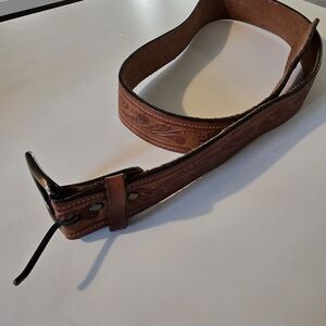 Classic Tooled Leather Brown Men's Belt